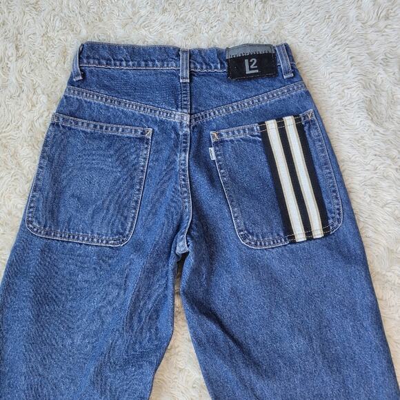 VTG Rare Levi's L2 Baggy Fit Striped Black White Denim Jeans Youth Kids 12 - Picture 5 of 8